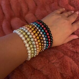 Honora Pearls - Set of 10 Stretch Genuine Pearl Bracelets